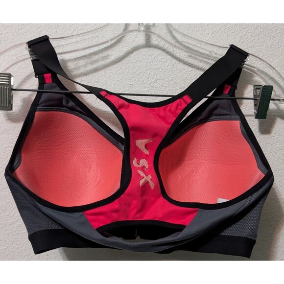 Victoria Secret Sport Knockout Front Close Sports Bra 34d Grey Black Pink (457) - Picture 2 of 3